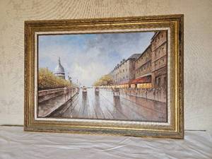 lot 104 image: French Boulevard Production Oil signed Palsey