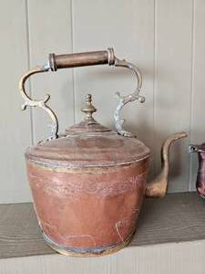 lot 324 image: Primitive Copper Kettle Pair