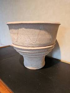 lot 139 image: Primitive Whitewash Terracotta Planter