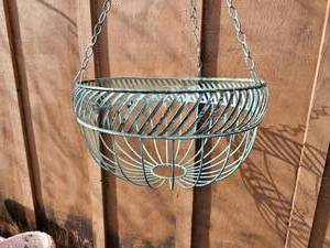 lot 366 image: Green Patina Hanging Wire Baskets (Quantity Four)