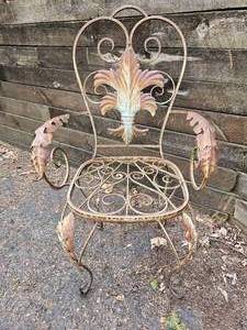 lot 13A image: Fluer De Lis Accent Iron Garden Chair