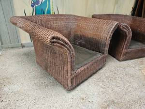 lot 229 image: Fun Oversized Wicker Armchairs