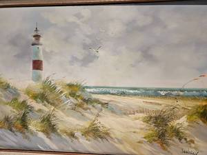 lot 250 image: Seascape Lighthouse Signed Jenkins