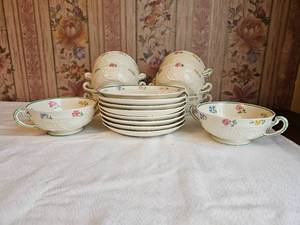 lot 251 image: Wedgewood Porcelain Patrician Soup Set (Quantity of Six)