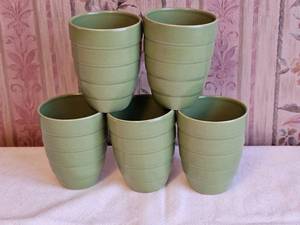 lot 254A image: Green Hoganas Kermik Swedish Ceramic Mugs (Quantity of Five)