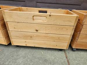 lot 478 image: Rugged Rolling Wooden Planters