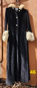 lot 358 image: Vintage Real Fur Maxi Coat Trimmed with White Fur and Rhinestone Buttons