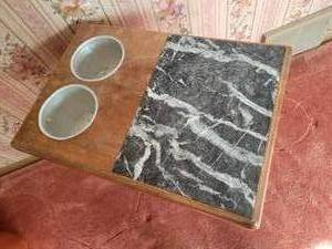 lot 483 image: Cool Vintage Accent Side Table with Embedded Wine Cooler Inserts