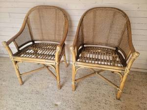 lot 26 image: Rattan Armchairs by McGuire of San Francisco