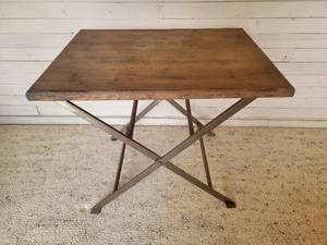 lot 84 image: Awesome Vintage Industrial Chic Folding Accent Table