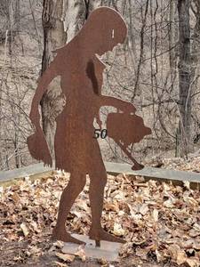 lot 75 image: Adorable Metal Silhoutte Garden Sculpture - Girl with Watering Can