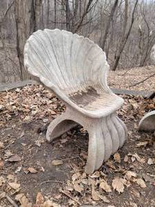 lot 54 image: Stunning Vintage Resin Scallop Shell Garden Chairs