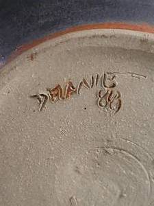 lot 109 image: SIGNED Fine Art Ceramic Container with Rabbit Handle - Delanie