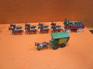 Vintage Cast Iron Wagons & Horses
