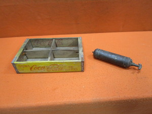 Vintage Coke Crate & Brass Pump Sprayer