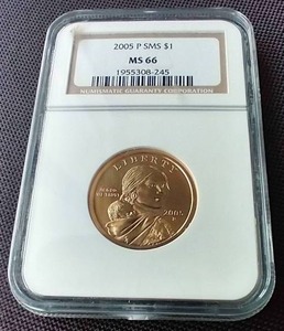 lot 4 image: 2005-P Sacagawea Dollar - NGC MS66