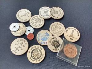 lot 11 image: Miscellaneous Token & Wooden Nickel Lot