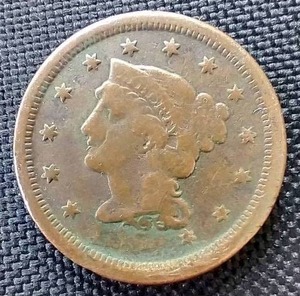 lot 13 image: 1854 Braided Hair Penny