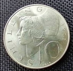 lot 42 image: 1972 Austrian Silver 10 Schilling Coin
