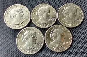 lot 46 image: (5) Susan B. Anthony Dollars