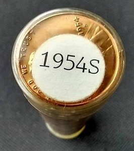 lot 65 image: Roll of 1954-S Wheat Pennies - Uncirculated