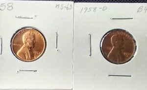 lot 69 image: (2) Uncirculated Wheat Pennies