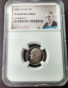 lot 84 image: 1999-S Silver Dime - NGC PF69 Ultra Cameo