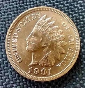 lot 85 image: Gorgeous Red 1901 Indian Head Penny - Wow