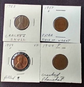 lot 92 image: (4) Die Error Pennies