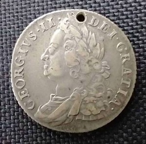 lot 106 image: 1758 British Silver 6 Pence Coin