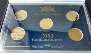 lot 111 image: Gold-Plated 2001 State Quarters