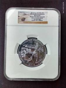 lot 123 image: 2016 5 oz Silver ND State Quarter - NGC MS69 DPL