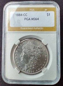 lot 124 image: 1884-CC Morgan Dollar - PGA MS64