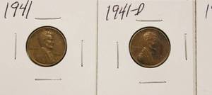 1941, 1941 D, 1941 S Wheat Back Pennies