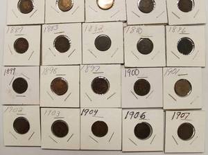 20 Indian Head Pennies 1880 - 1907