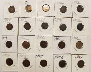 20 Indian Head Pennies 1880 - 1907