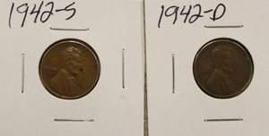 1942, 1942 - D, 1942 - S Wheat Back Pennies