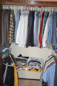 Closet Contents - Dress Shirts, Suit Coats, T-Shirts, Short Sleeve Button Downs, Etc.