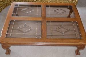 5 - Vintage Wooden and Glass Claw Foot Coffee Table