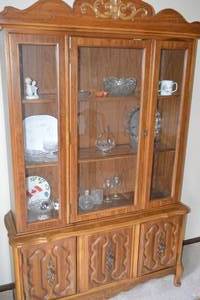 6 - Vintage China Hutch, Contents Included