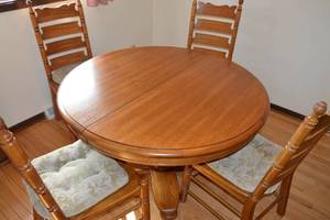 7 - Dining Table Set with Leaf for Extension and Four Matching Chairs