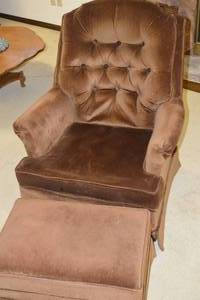 9 - Plush Brown Armchair with Matching Ottoman