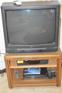 9 - Vintage Zinith TV with Entertainment Center, VCR, DirectTV Box