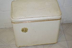 10 - White Pleather Decorative Laundry Basket