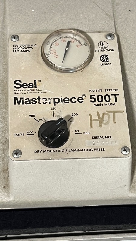 Seal Masterpiece 500T Dry Mounting Laminating Press - Works. 26 x 34 platen size