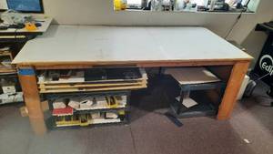 Solid Wood Worktable with 34 Plywood Top. Measures 100 L X 49 D X 36 H