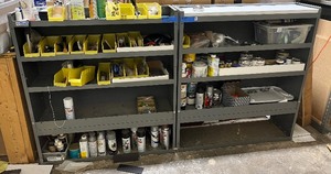 (2) Metal shelving units. Measure approx 42 W X 12 D X 46 H.