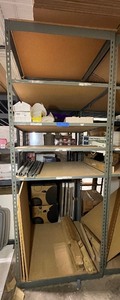 Metal Storage Rack with fiberboard shelves. Measures approx 30 w X 30 d x 96 H
