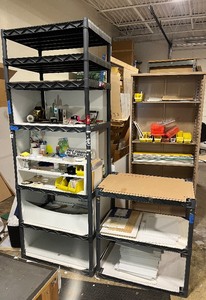 (2) Heavy Duty Connect-a-shelf organizers. Shelves are ventilated. Measuring 36 L x 24 D X 96 H and 38 H