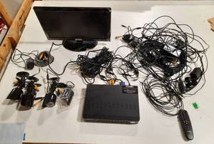 Lorex Security System (4) MC6950 HR AIS Color Cameras, 8-channel digital video recorder, Monitor, remote control & adapters.